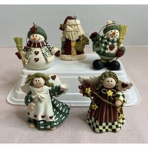 Set of 5 Polymer Clay Handcrafted Christmas Ornaments